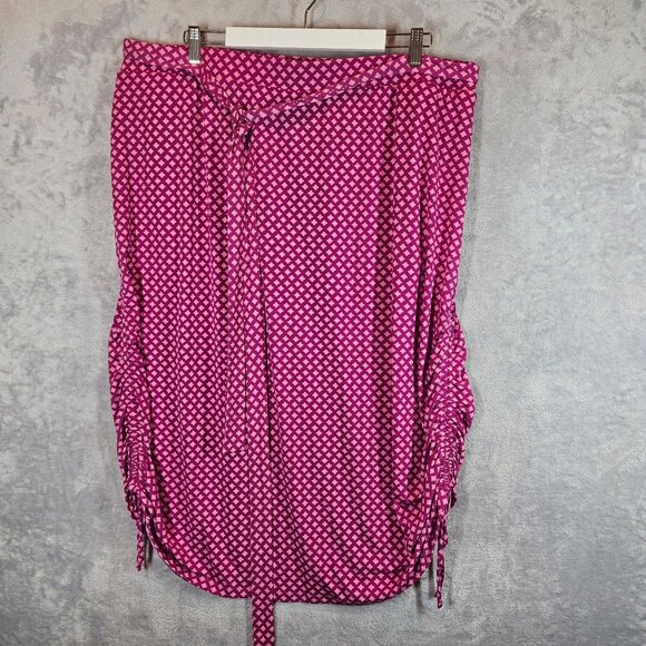 Lane Bryant Womens 22/24 Pink Top Ruched Skirt Set flowy stretchy vacation fun - Picture 11 of 15